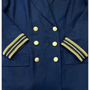 VTG Rare Brooks Brothers Double Breasted Linen Nautical Blue Size 10